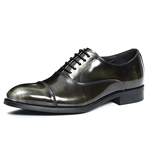 Herren Business Oxfords Kleid Schuhe Schnürhalbschuhe Formelle Lederschuhe,Grau,42