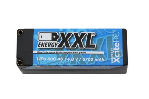 XciteRC 56600107 energyXXL LiPo Akku 14.8 V 6700 mAh, 4S 80C EFRA legal für RC Auto, schwarz