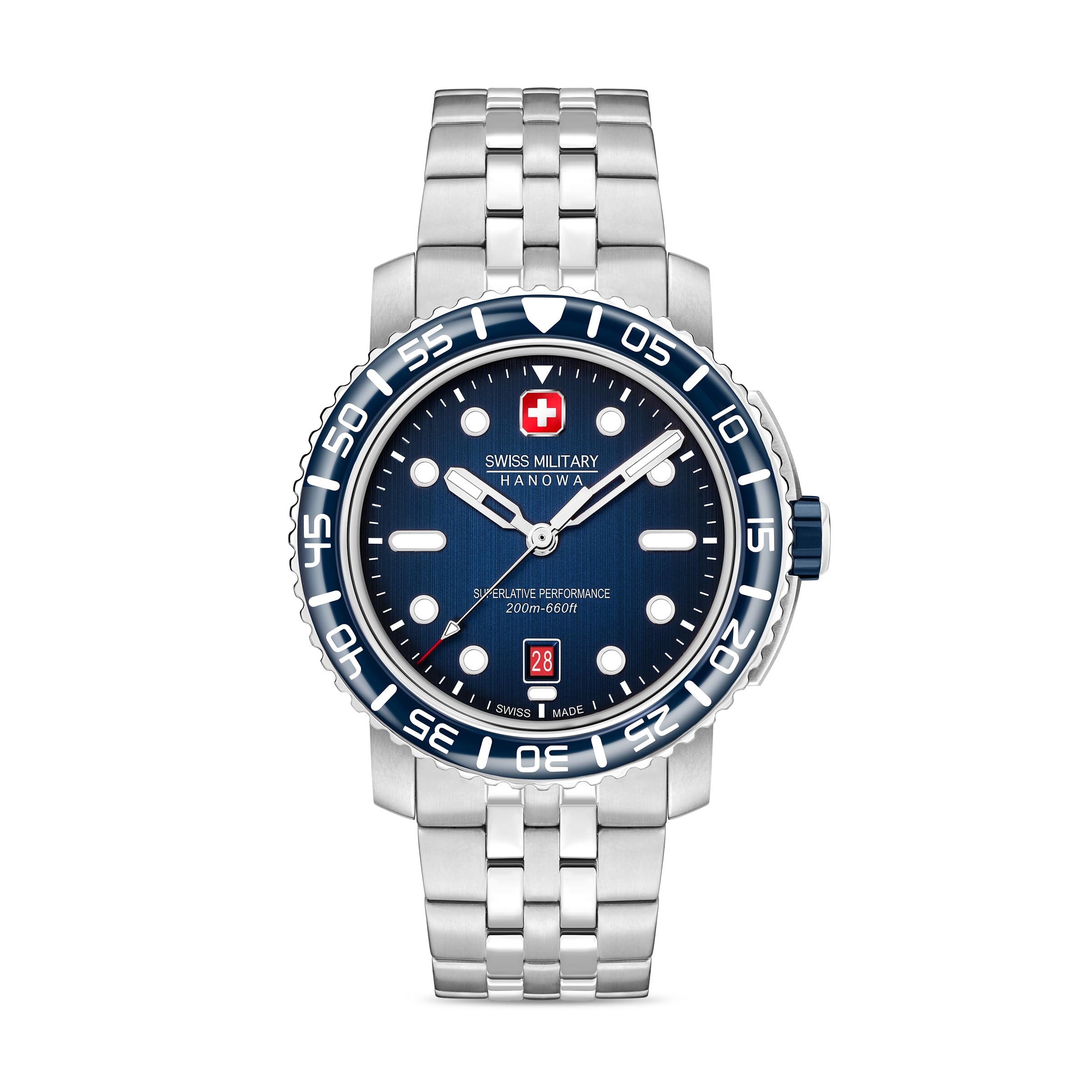 Swiss Military Hanowa Herren Analog Schweizer Quarzwerk Uhr mit Edelstahl Armband SMWGH0001703