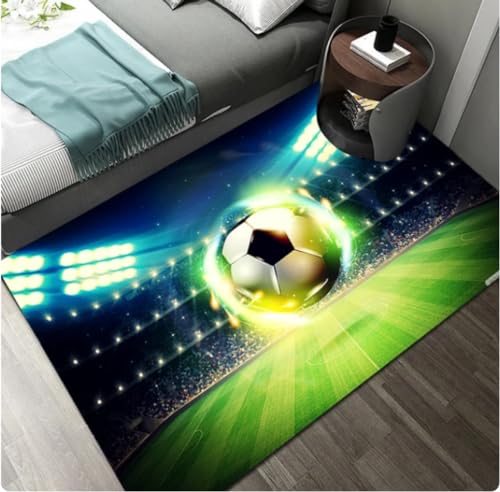 KIESEY Fußball Bilder Teppich Wohnzimmer Dekoration Teppiche für Schlafzimmer Wohnzimmer Teppich zu Hause Eingangstür Matte 140x200cm