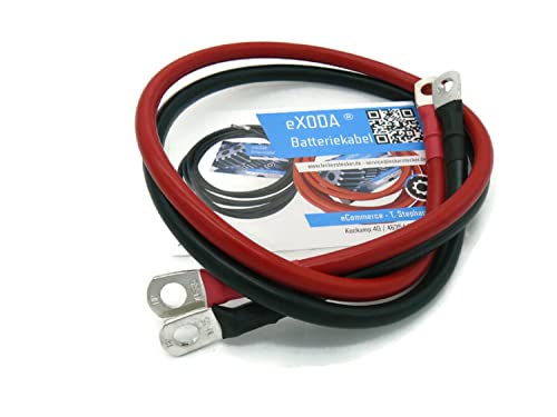 eXODA Kabel Set 35 mm² 75cm mit Schrumpfschlauch mit Kabelschuhen M10 Rot und Schwarz
