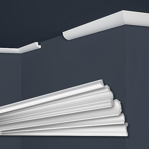 Marbet Deckenleisten aus Styropor XPS - Hochwertige Stuckleisten leicht & robust im modernen Design - (40 Meter Sparpaket E-01-22x22mm) Winkelleiste
