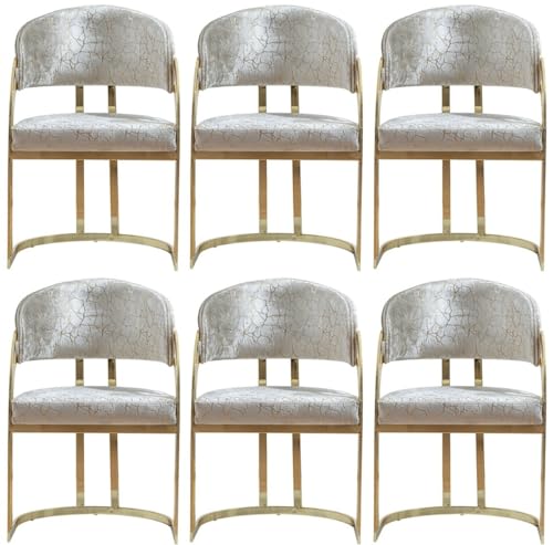 Casa Padrino Luxus Esszimmer Stuhl 6er Set mit Armlehnen Silber/Gold H. 88 cm