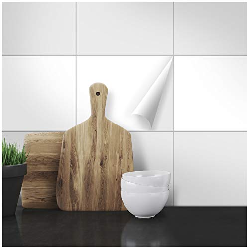 Wandkings Fliesenaufkleber - Wähle eine Farbe & Größe - Weiß Seidenmatt - 20 x 30 cm - 20 Stück für Fliesen in Küche, Bad & mehr