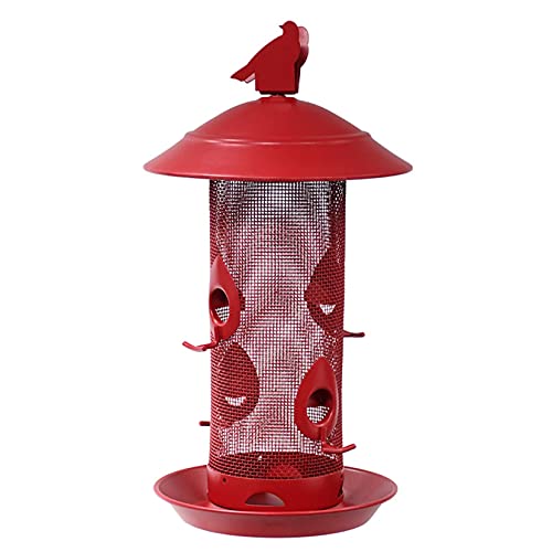 HAN XIU Roter Kardinal-Vogelfutterstation, perfekt zum Anlocken von Vögeln im Garten, mit Dach, verhindert schlechtes Wetter und Regenwasser.