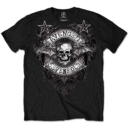 Avenged Sevenfold Herren T-Shirt Stars Flourish, Schwarz (Black), L
