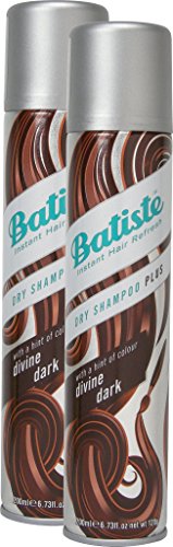 Batiste Trockenshampoo Dry Shampoo Divine Dark mit einem Hauch von Farbe für schwarzes und dunkelbraunes Haar, Frisches Haar für alle Haartypen, 2er Pack (2 x 200 ml)