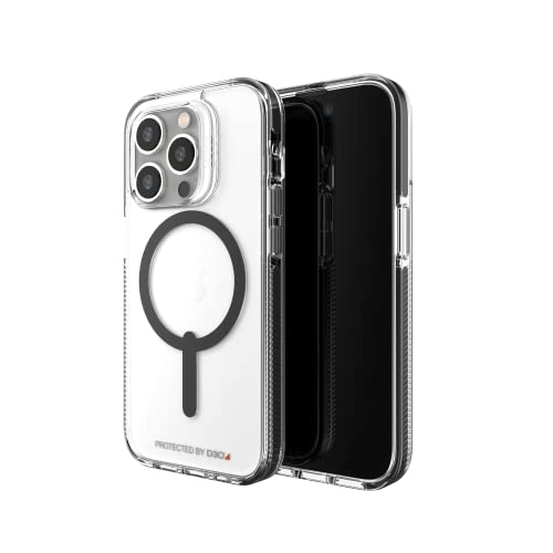 ZAGG Gear 4 Santa Cruz Snap D30 Schutzhülle Kompatibel mit iPhone 14 Pro, Schlank, Stoßfest, Kabelloses Laden, MagSafe Kompatibel, (Schwarz)