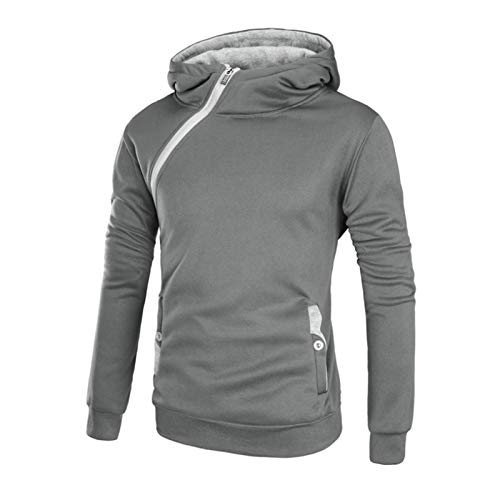 Herren Hoodies Pullover Full Zip Hooded Sweatshirt Sport Running Top Casual Langarm Hoodie mit Tasche Iron Grey - XL