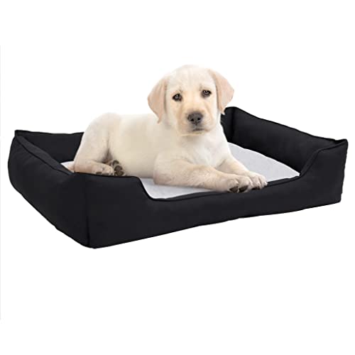 TEKEET Home Furniture Hundebett schwarz weiß 65x50x20 cm Leinenoptik Fleece