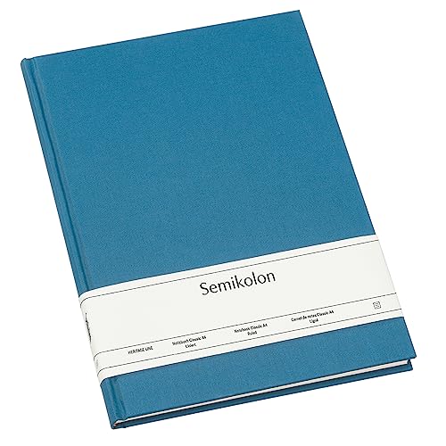 Semikolon 364079 - Notizbuch Classic A4 liniert - 176 Seiten, cremeweißes Papier – Lesezeichen – azzurro hell-blau