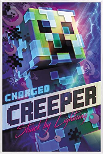 Minecraft 1art1 Poster Plakat | Bild und Kunststoff-Rahmen - Charged Creeper (91 x 61cm)