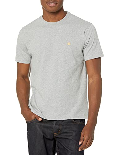 Brooks Brothers Herren-T-Shirt, kurzärmelig, Baumwolle, Rundhalsausschnitt, Logo, Hell, meliert, Grau, L