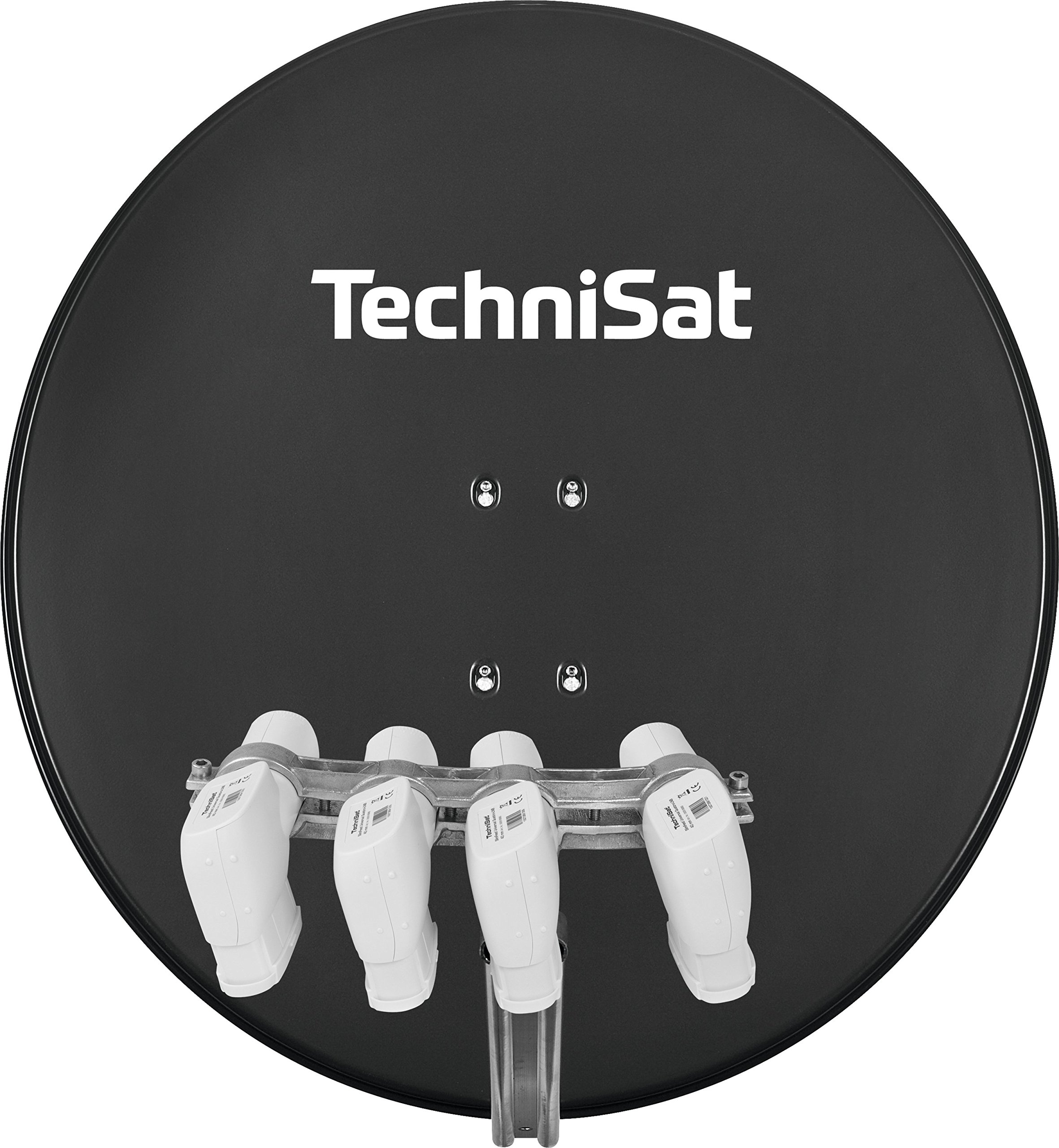 TechniSat SKYTENNE - 85 cm Sat-Anlage zum Empfang von vier Satellitenpositionen (ohne Drehmotor, 4 Quattro-LNB, für den Aufbau einer Mehrteilnehmeranlage, Multischalter zusätzlich erforderlich) grau