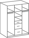 Wimex Kleiderschrank/ Drehtürenschrank Click, 3 Türen, 2 große, 1 kleine Schubladen, (B/H/T) 135 x 199 x 58 cm, Weiß/ Absetzung Anthrazit