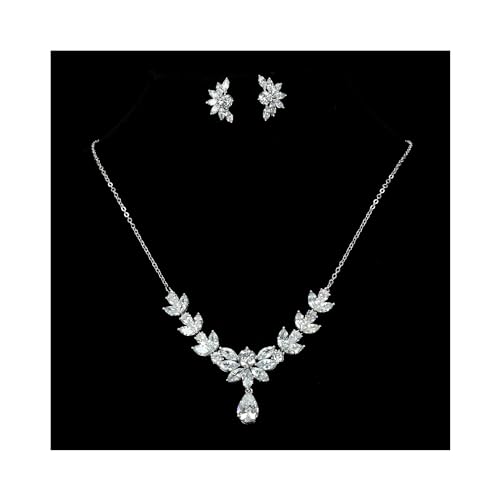 Shmily Premium Zirkonia Schmuckset Collier Kette Ohrringe Ohrstecker KS0011