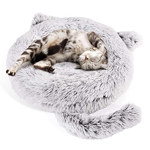 Wuudi Donut Cat Typ Haustierbett Weiches Plüsch Rundes Haustierbett Anti Slip Bottom Auf Mini Medium Dog Cat Bett auftragen
