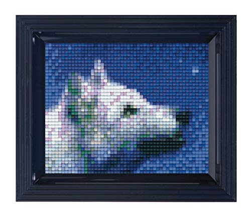 Pixel P31302 Mosaik Geschenkverpackung Wolf, Pixelbild mit Rahmen zum Gestalten für Kinder und Erwachsene
