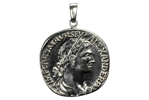 SILBERMOOS Damen Anhänger Münze Nachbildung antik römisch Kaiser Caesar rund geschwärzt 925 Sterling Silber