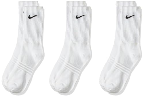 Nike Everyday Cushion Crew Training Socks (3 Pairs), White/Black, M