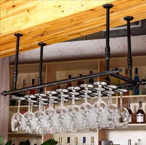 JLVAWIN Lagerregal Weinregal Wandmontage Restaurant Haushalt Weinglasregal umgedreht Retro-Weinregal aus Eisenkunst (Größe: 100 x 30 cm) Regale