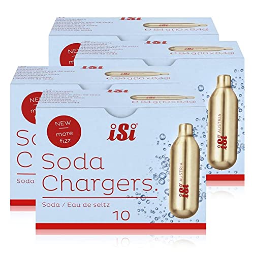 iSi Soda Chargers Sodakapseln 10 Kapseln - Für sprudelndes Wasser 84g (4er Pack)