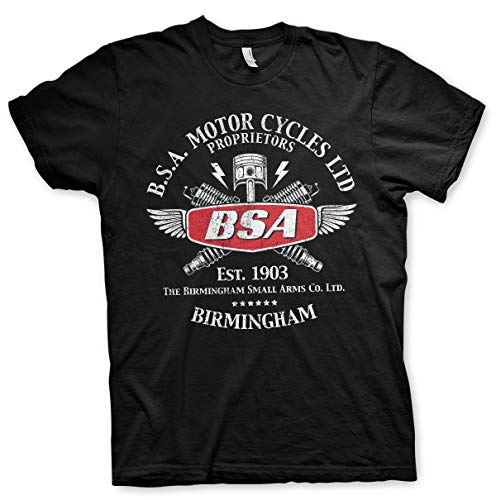 BSA Offizielles Lizenzprodukt Motor Cycles Sparks Herren T-Shirt (Schwarz), 2X-Large