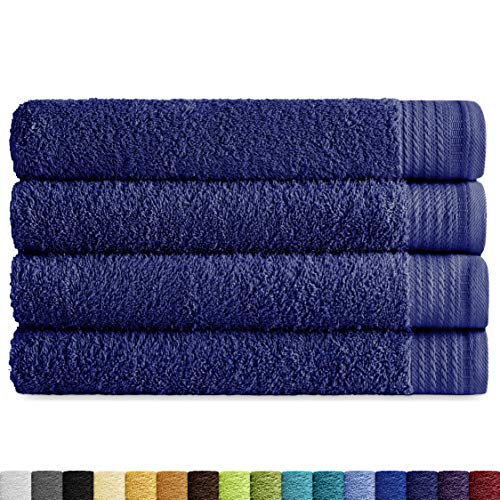 Eiffel Textile Packs de toallas Qualität Frottee, 600 g, 100% ägyptische Baumwolle, Marineblau, 4X Baño