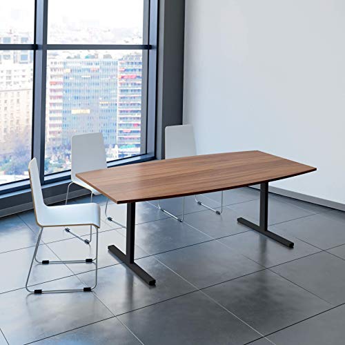 EASY Konferenztisch Bootsform 200x100 cm Nussbaum Besprechungstisch Tisch, Gestellfarbe:Anthrazit