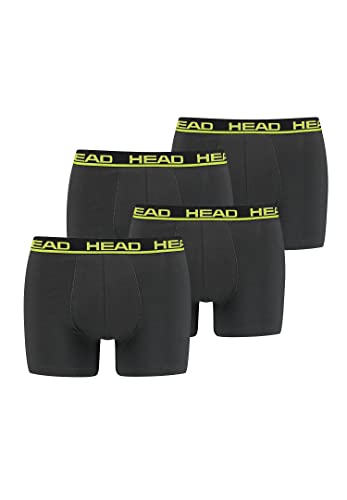 HEAD Herren Boxershorts Unterhosen 4P (Phantom/Lime Punch, XL)