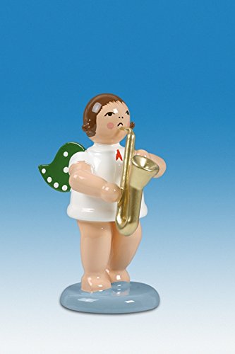 Engelmusikant Engel mit Saxophon ohne Krone Höhe ca 6 cm NEU Holzengel Weihnachtsengel Erzgebirge Holz