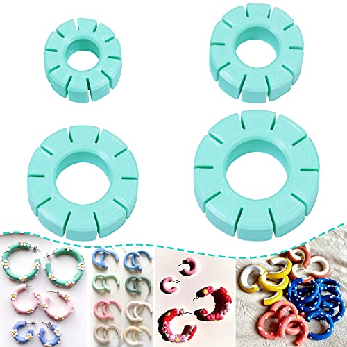 TAINSKY 4 Stück Polymer-Ton-Reifen, Polymer-Ton-Ausstecher für Polymer-Ton, Schmuckherstellung, Kunststoff-Creolen-Ohrringe, Führung für Polymer-Ton-Ohrringe