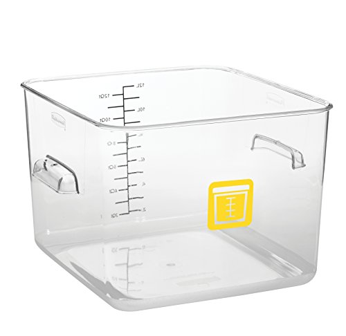 Rubbermaid Commercial Products Square Food Storage Container, Clear, Yellow Label, 11.4 L