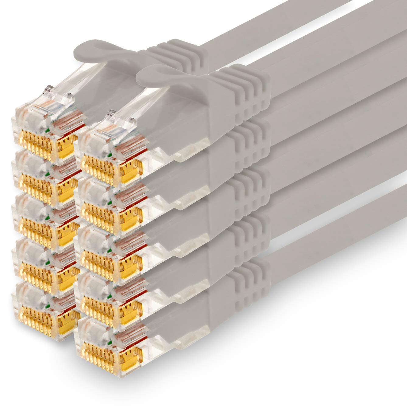 1CONN - 2,0m Netzwerkkabel, Ethernet, Lan & Patchkabel für maximale Internet Geschwindigkeit & verbindet alle Geräte mit RJ 45 Buchse grau - 10 Stück
