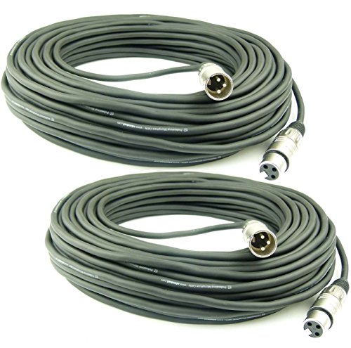 Adam Hall Cables 2 Stück K3MMF3000 Mikrofonkabel XLR female auf XLR male DMX Audio Kabel 3 pol polig (30 m, Schwarz, 2)