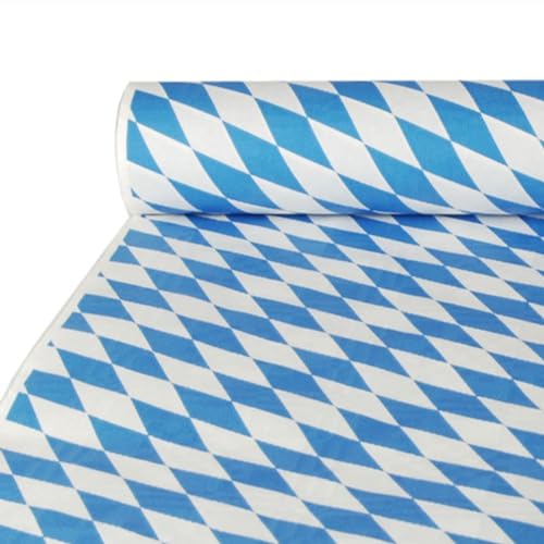 Papstar Papiertischtuch / Tischdecke mit Damastprägung "Bayrisch Blau", (20 Stück), 10 x 1m, für Haushalt oder Outdoor-Events, für Bierbank, bequem zuschneidbar, #12543