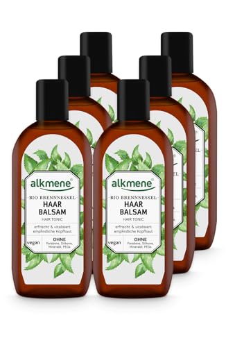 alkmene Haarbalsam mit Bio Brennnessel - Haarwasser mit Provitamin B5 für empfindliche Kopfhaut & feines Haar - Haarpflege vegan ohne Silikon, Parabene, Mineralöl, SLS & SLES im 3er Pack (3x 250 ml)