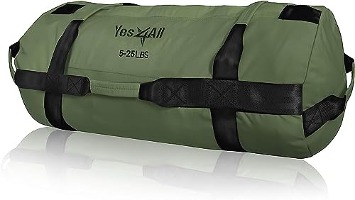 Yes4All H23F Gewichtssäcke-Sandsäcke für Fitness, Konditionierung, Crossfit mit verstellbaren Gewichten (Army Green-S), Modell: None, Armeegrün, S