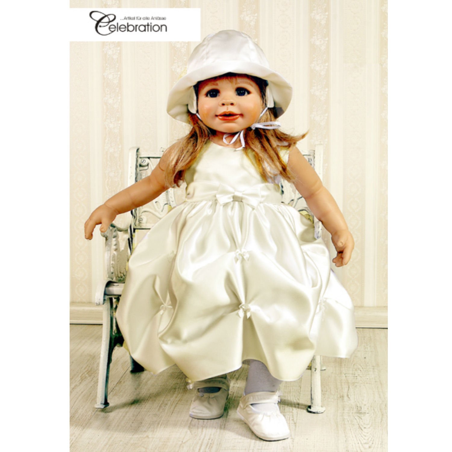 Babykleid Mädchen Kleid Festkleid Satin ivory Set 2-teilig Modell 4808-i (74)