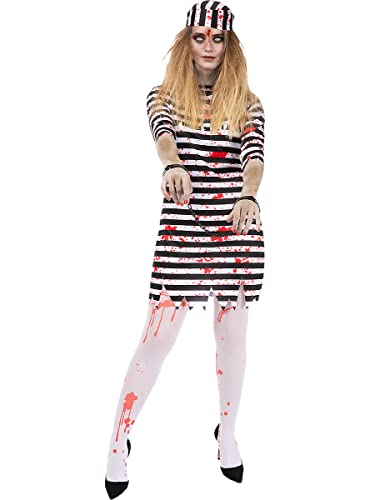 Funidelia | Zombie-Sträfling Kostüm für Damen ▶ Untoter, Halloween, Horror - Kostüm für Erwachsene & Verkleidung für Partys, Karneval & Halloween - Größe XXL - Schwarz