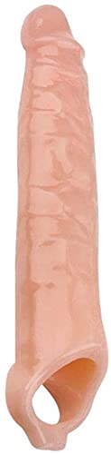 Deluxe Riesige Penis-Sleeve, Realistische TPE Penis-Manschette Vergrößerung Kondome G-Punkt Klitoris Dick Extender Dildo Enhancer zur Penisverlängerung, 28Cm-Flesh