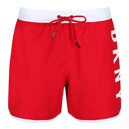 DKNY Herren Rot, Polyester, schnelltrocknend, Erwachsenen-Shorts Badehose, Verschiedene Größen