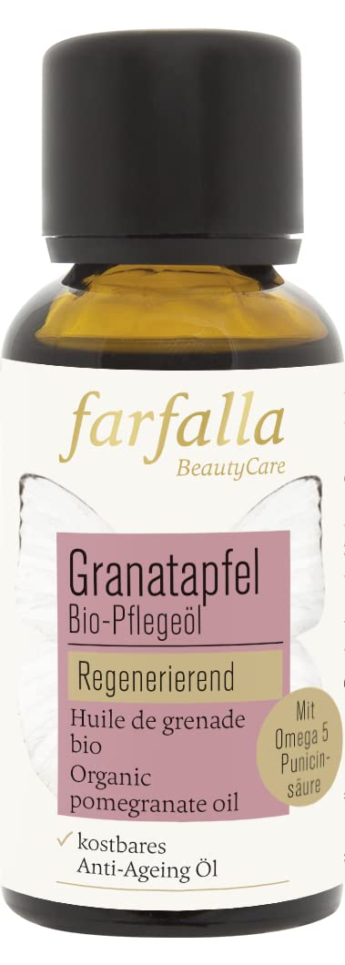 farfalla Granatapfel Bio-Pflegeöl - 30ml - Anti-Ageing für Gesicht & Decolleté - Mit Granatapfelsamenöl & Omega-5-Fettsäuren - 100% zertifizierte Naturkosmetik