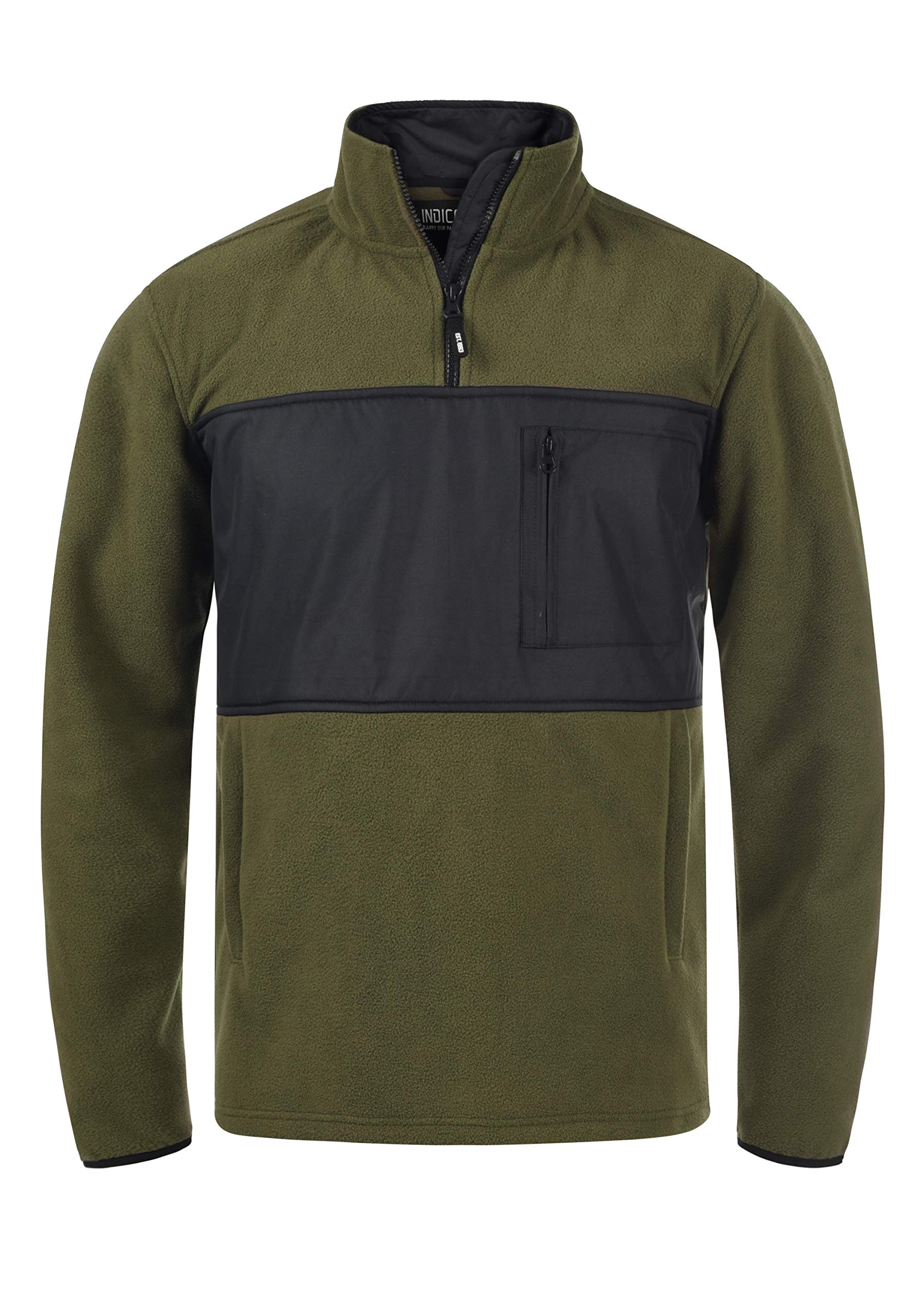 Indicode Boggy Herren Fleecejacke Sweatjacke Jacke mit Stehkragen, Größe:L, Farbe:Army (600)