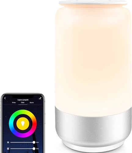 Lepro Nachttischlampe Touch Dimmbar Smart, LED Tischlampe WiFi mit Timing Funktion, Nachtlicht 2000K-6000K Warmweiß RGB, bis zu 16 Millionen Farben, Kompatibel mit Alexa, Google Home
