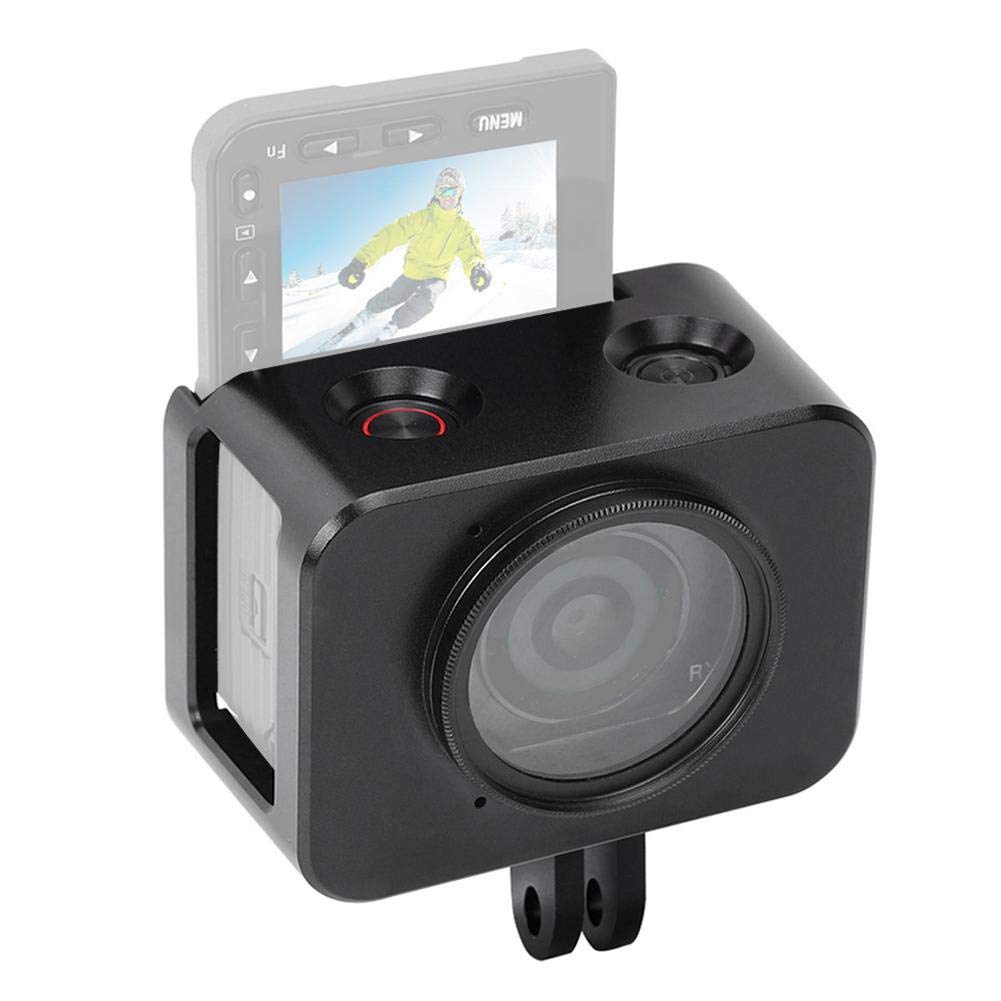Kameraschutzkäfig Kamerahäusekäfig aus Aluminiumlegierung für Sony RX0 II mit 37-mm-UV-Filterlinse und -haube und Hintertür