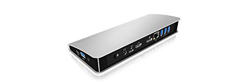 ICY BOX USB-C Docking Station mit Netzteil für Notebook und MacBook, Power Delivery, HDMI, DP 1.2, USB 3.0 Hub, Kartenleser, LAN