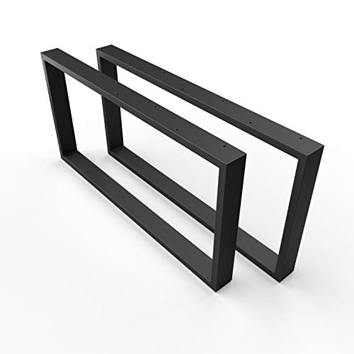Sossai Stahl Tischgestell/Couchtisch-Untergestell Basic | 2 Stück (Paar) | Breite 50 cm x Höhe 40 cm - Tischkufen CKK1-BL5040-2 | Farbe: Schwarz (pulverbeschichtet)