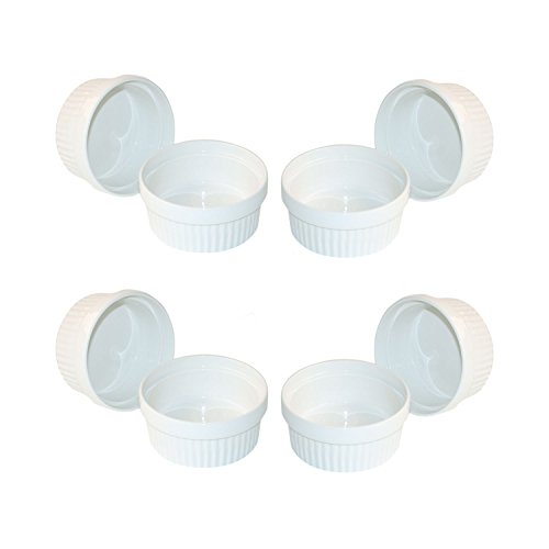 ToCi 12 weiße Creme Brulee Förmchen 11 cm | Schälchen für Ragout Fin | Pastetenform aus Keramik | auch für Schoko-Souffle