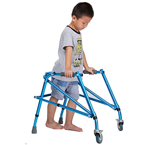 Leichter Rollator für Kinder/kleine Erwachsene, faltbarer, höhenverstellbarer Rollator mit Rädern, Aluminium-Stufenhilfe für das Rehabilitationstraining für behinderte und verletzte Person